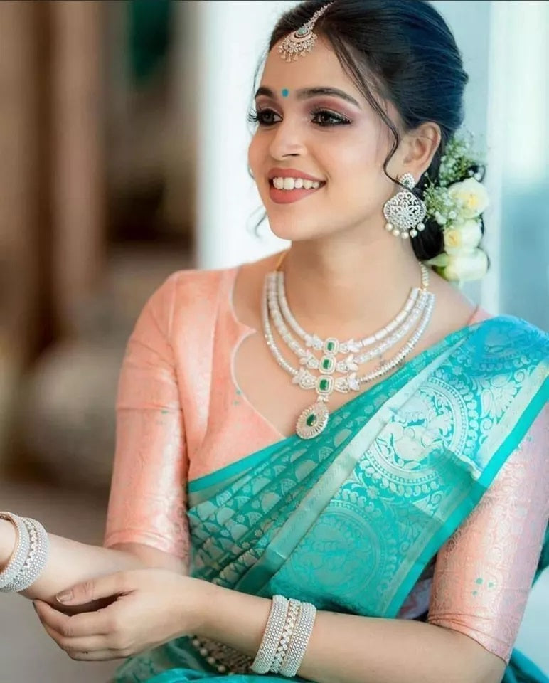 Soft Lichi Silk Beautiful Rich Pallu & Jacquard Work Saree With Blouse