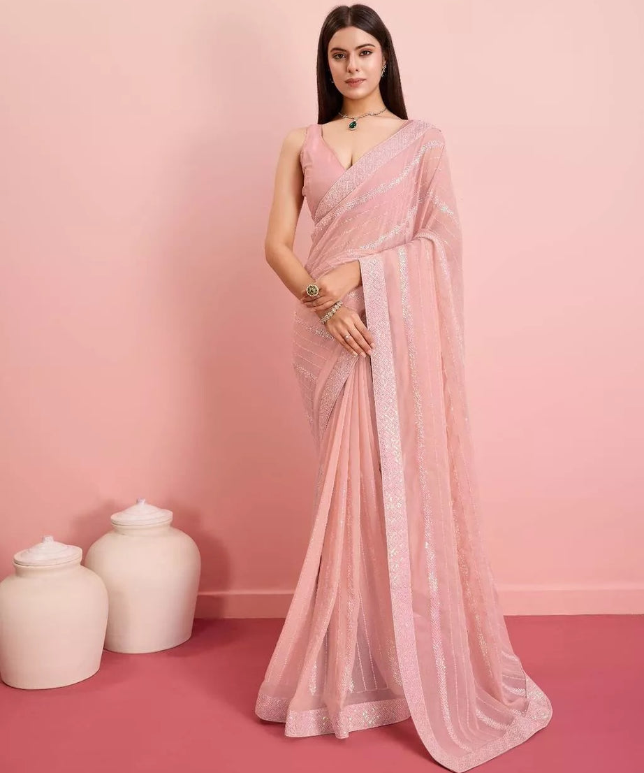 New Indian Georgette Saree,Indian Wedding Claasic Sari