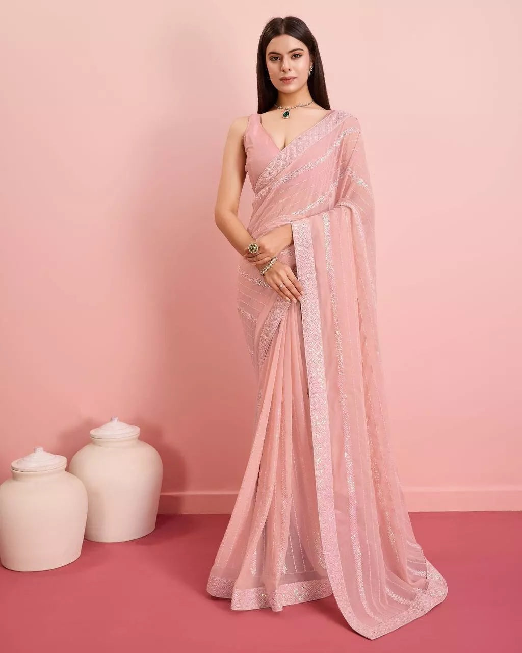 New Indian Georgette Saree,Indian Wedding Claasic Sari