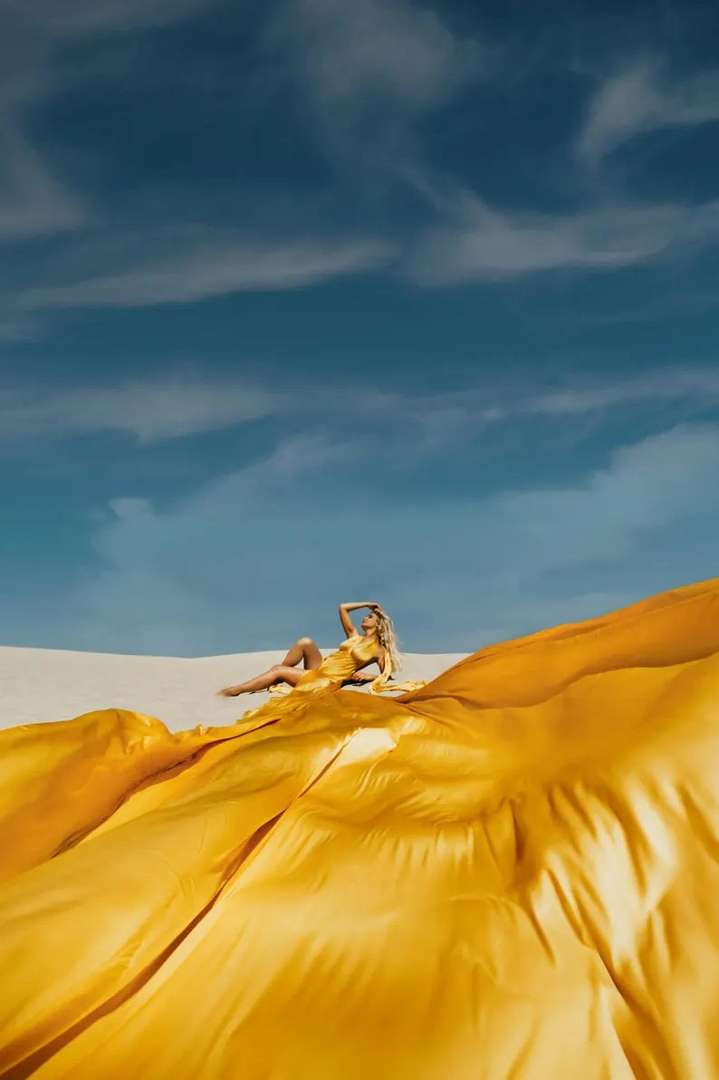 Long Flying Dress for Photo Shoot Long Train Dress Santorini Flying Dress