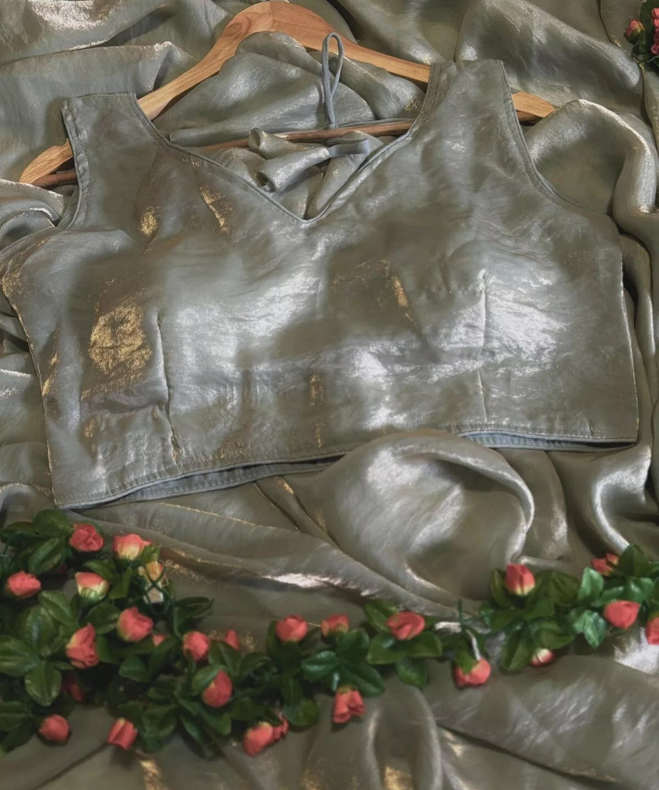 Designer Golden Shaded Soft Shining Fabric Saree, Wedding Sari & Blouse