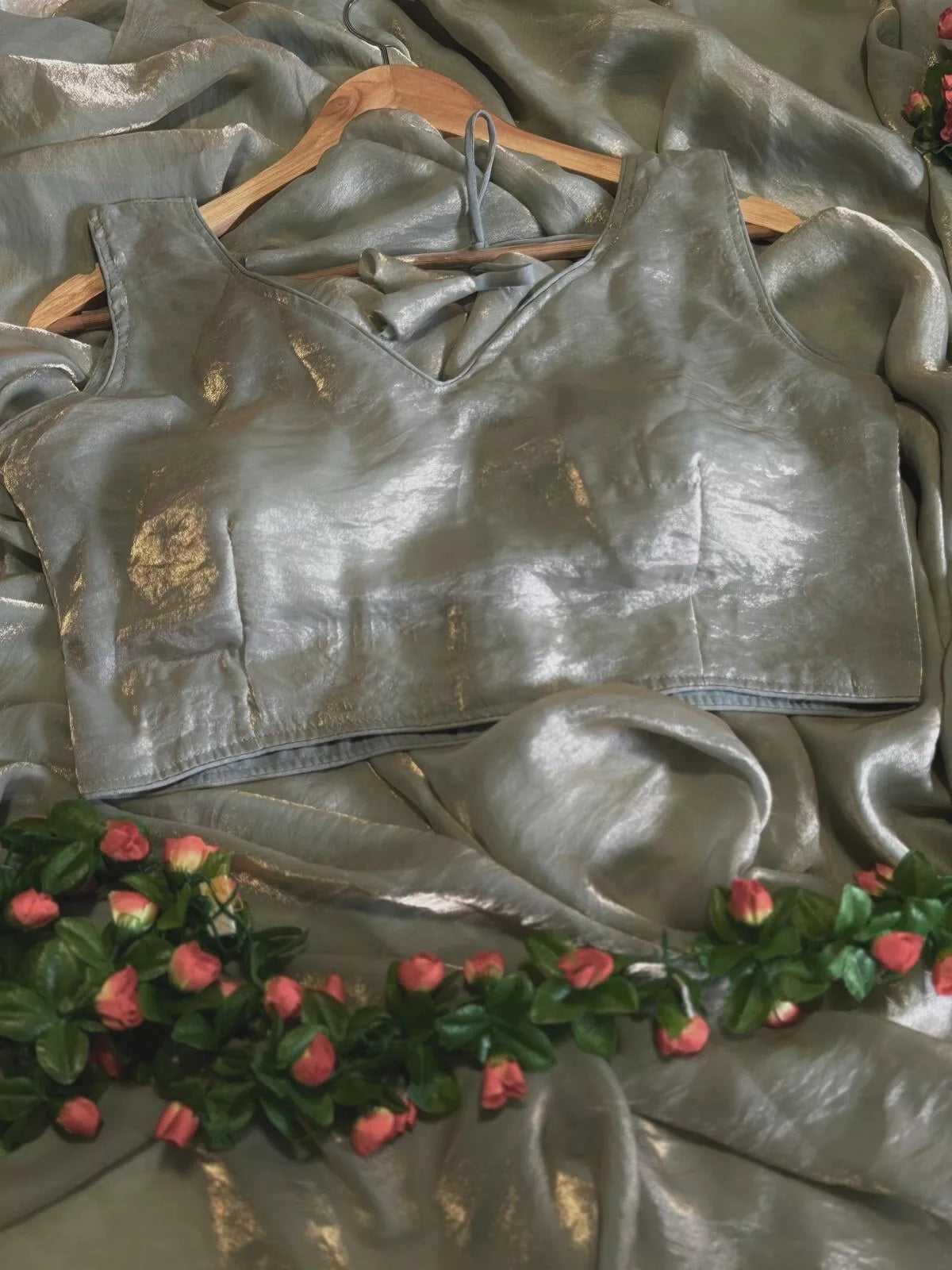 Designer Golden Shaded Soft Shining Fabric Saree, Wedding Sari & Blouse