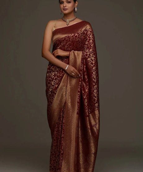 Traditional Wear Banarasi Soft Silk Saree , Designer Sari & Blouse