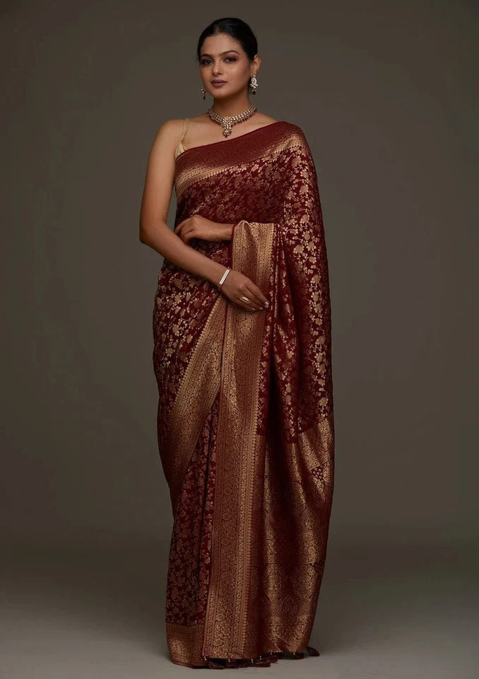 Traditional Wear Banarasi Soft Silk Saree , Designer Sari & Blouse