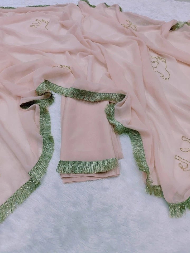 Georgette Classic Wedding Party Wear Saree With Blouse 11-JR