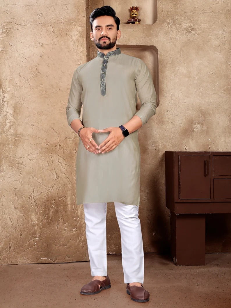 Men's Linen Silk kurta Pajama Set