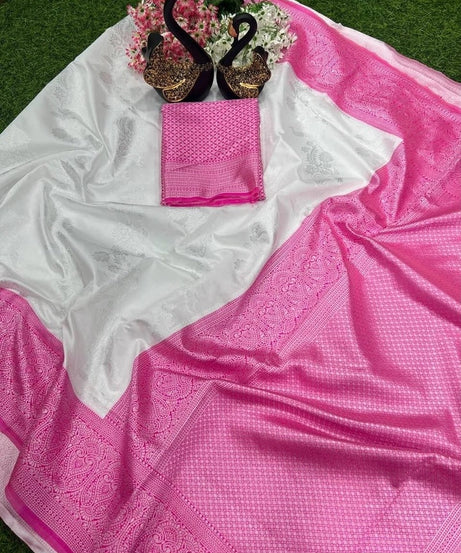 Designer Traditional Banarasi Soft Silk Saree With Blouse