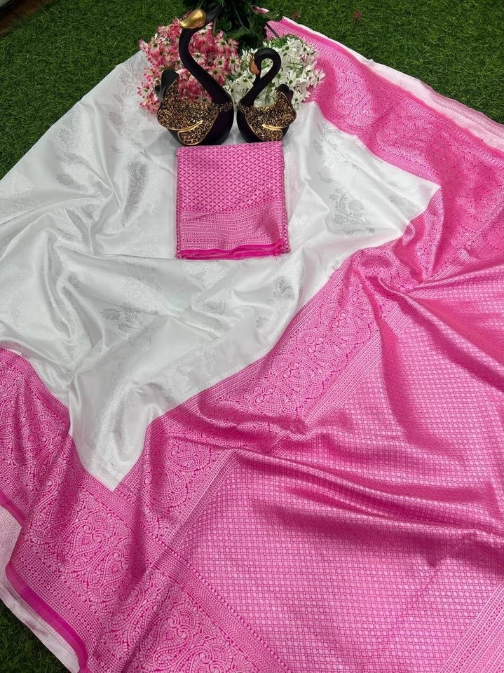 Designer Traditional Banarasi Soft Silk Saree With Blouse