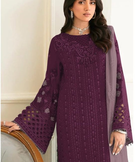 Fancy Heavy Faux Georgette Wedding Wear Designer Top Bottom With Dupatta