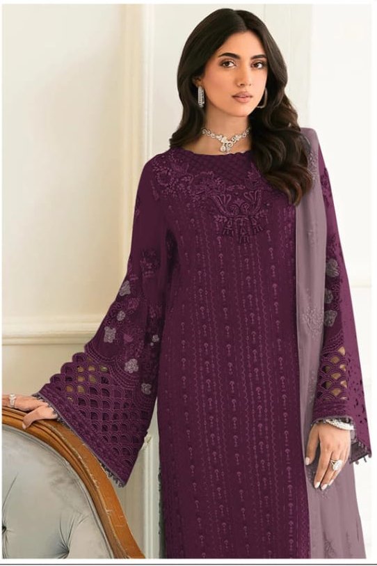 Fancy Heavy Faux Georgette Wedding Wear Designer Top Bottom With Dupatta