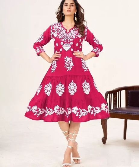 Heavy Rayon With Lakhnavi Work Beautifull Kurti