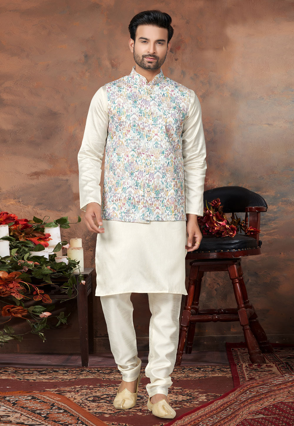 Mastani Silk Kurta Pajama With Heavy Cotton Koti Set