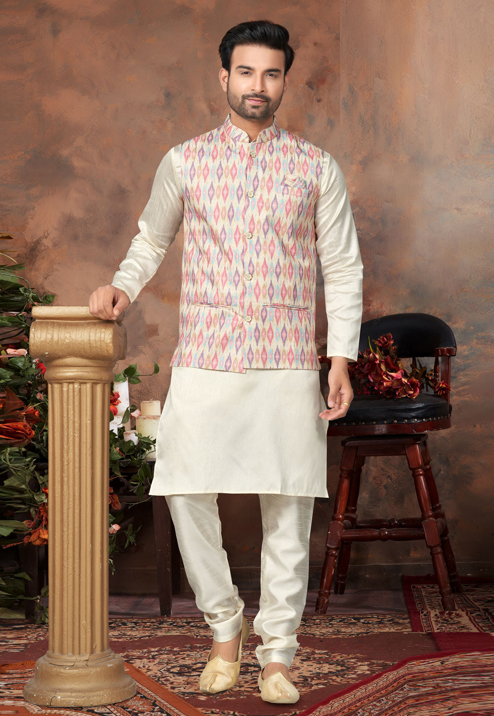 Mastani Silk Kurta Pajama With Heavy Cotton Koti Set