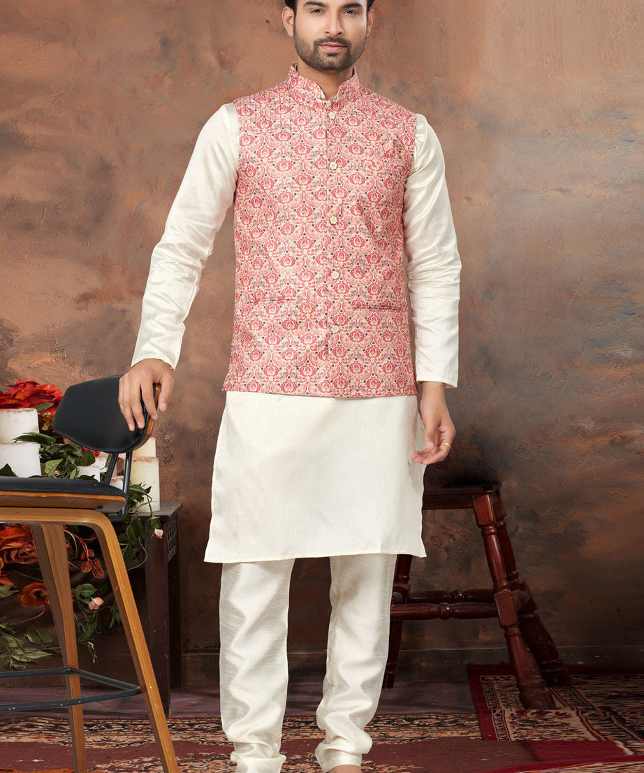 Mastani Silk Kurta Pajama With Heavy Cotton Koti Set