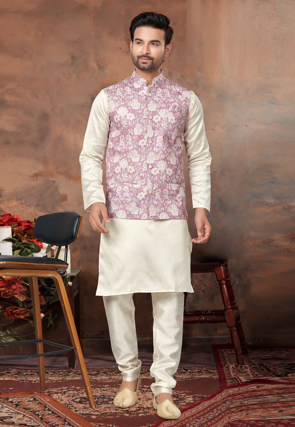 Mastani Silk Kurta Pajama With Heavy Cotton Koti Set