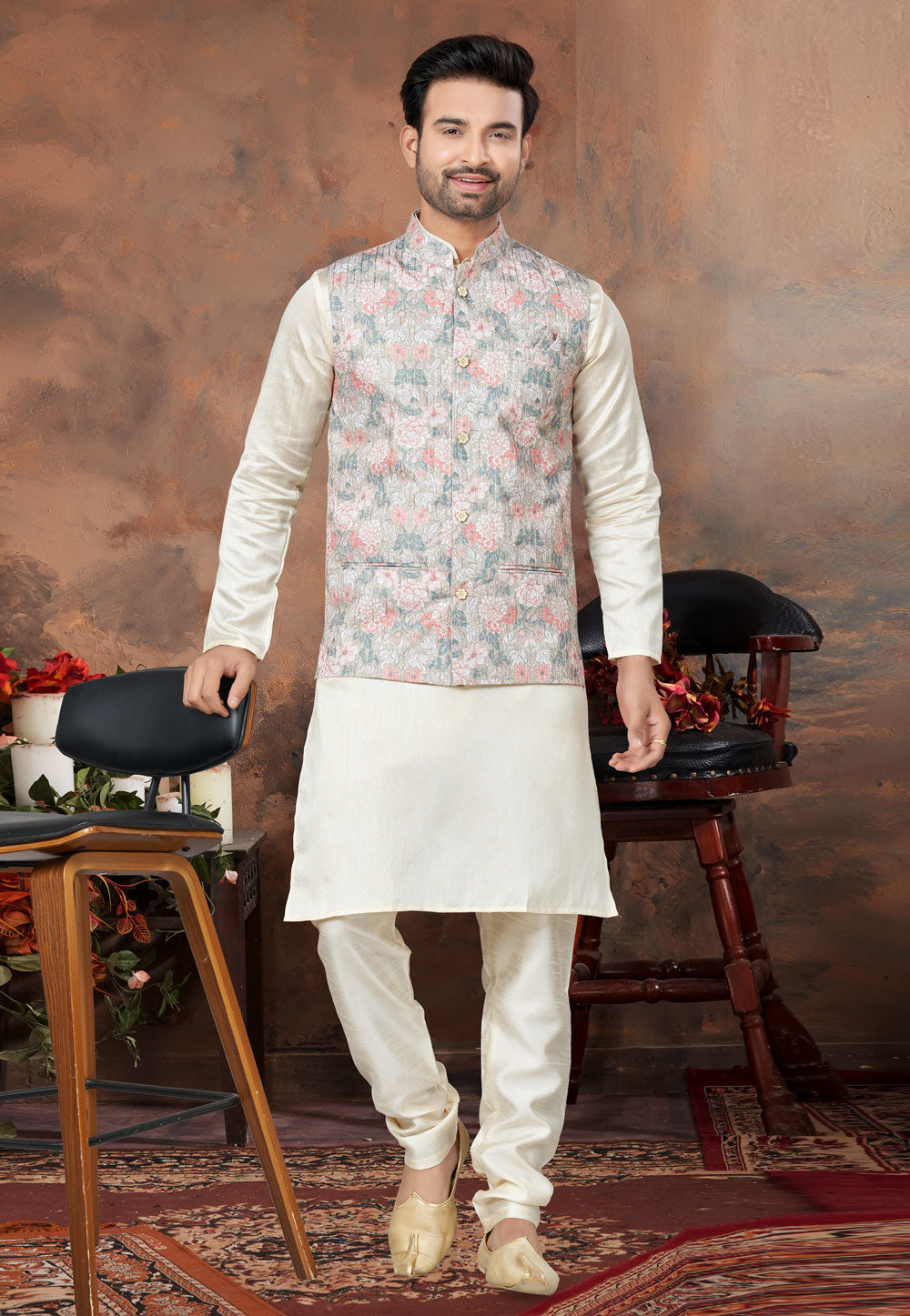 Mastani Silk Kurta Pajama With Heavy Cotton Koti Set