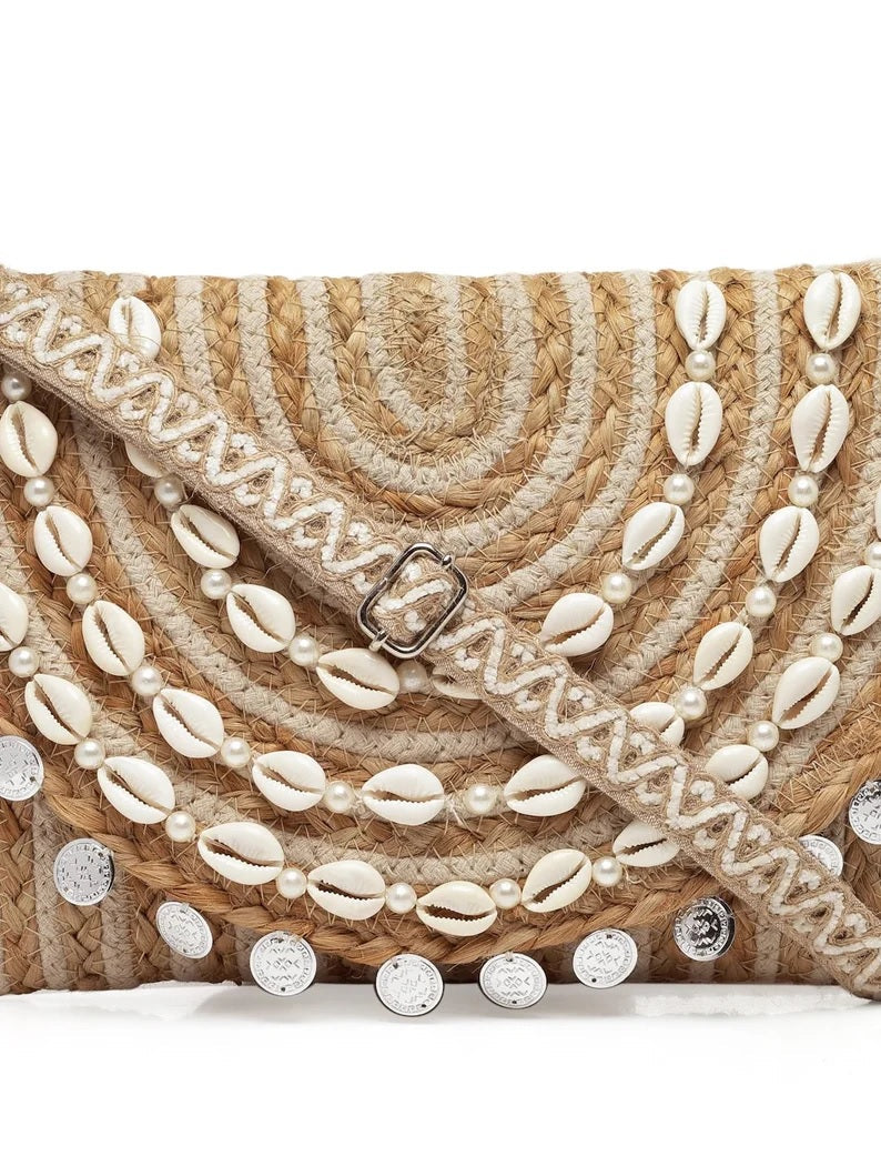 Embellished Structured Sling Bag with Tasselled