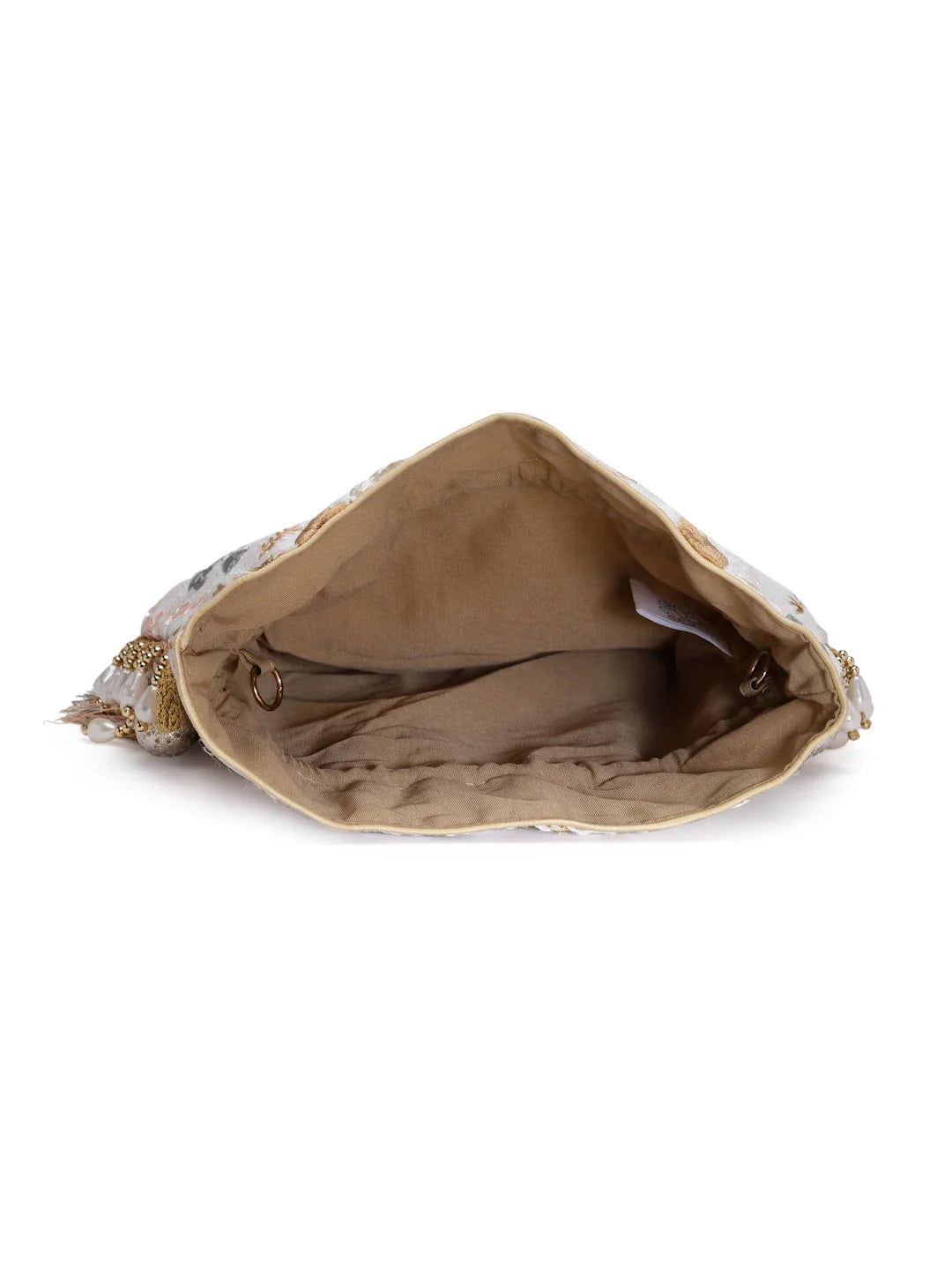 Droop Floral Embroidered Faux Silk Potli Bag