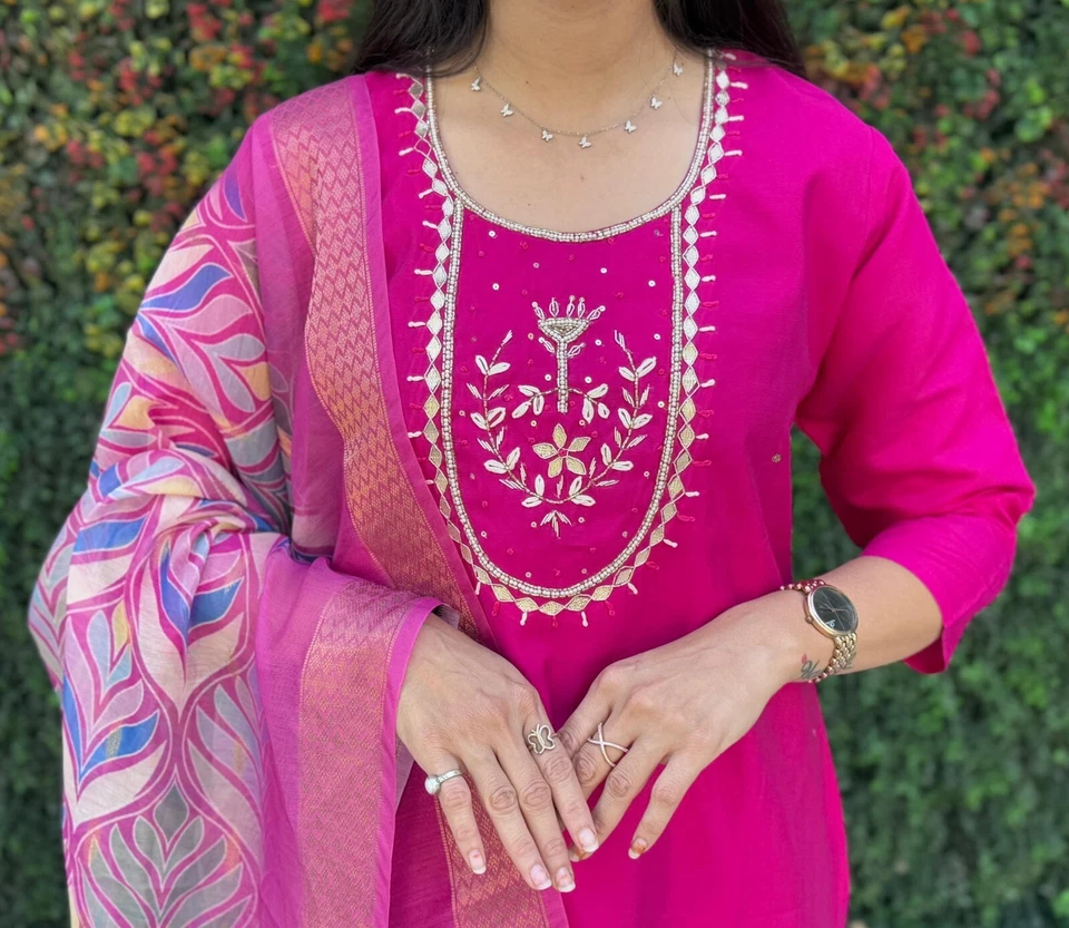 Beautiful Premium Roman Silk Designer Full Stitched Top Pant & Dupatta Set 12-KR