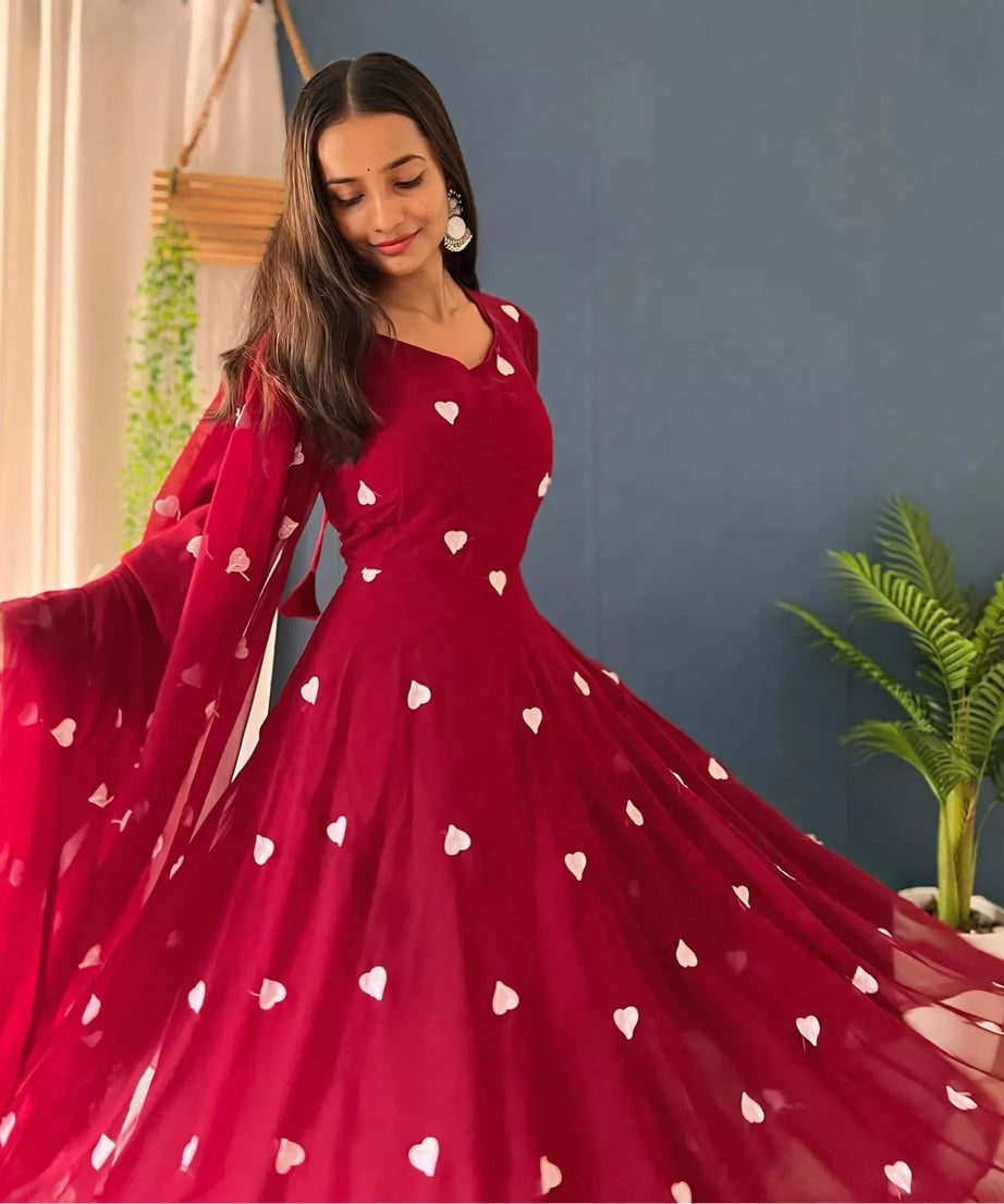 Faux Georgette Anarkali Gown Bottom & Dupatta