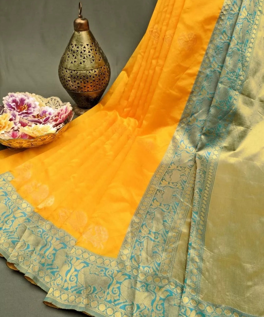Soft Lichi Silk &  Jacquard Work Saree With Blouse