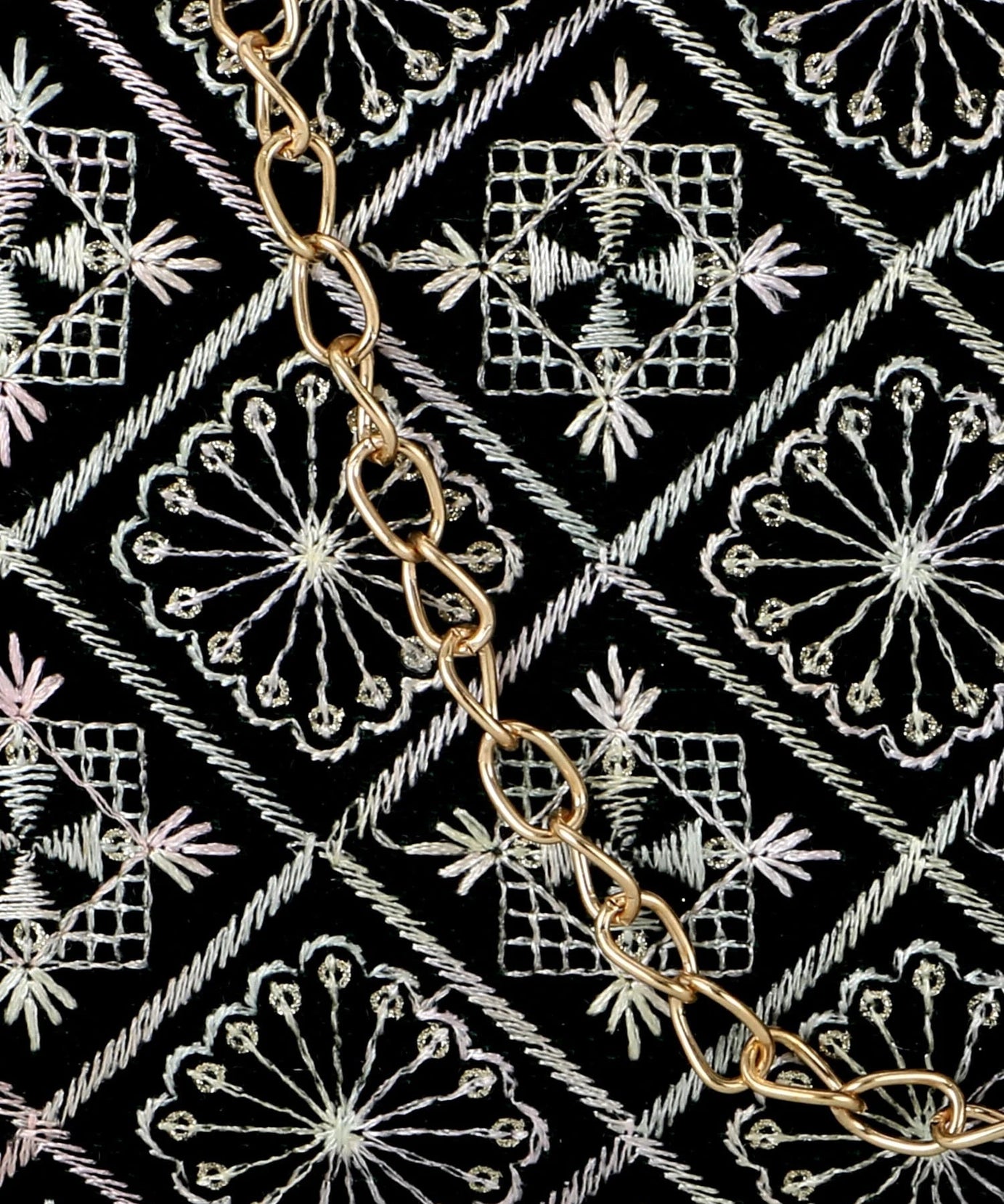 Hue Geometric Embroidered Velvet Clutch