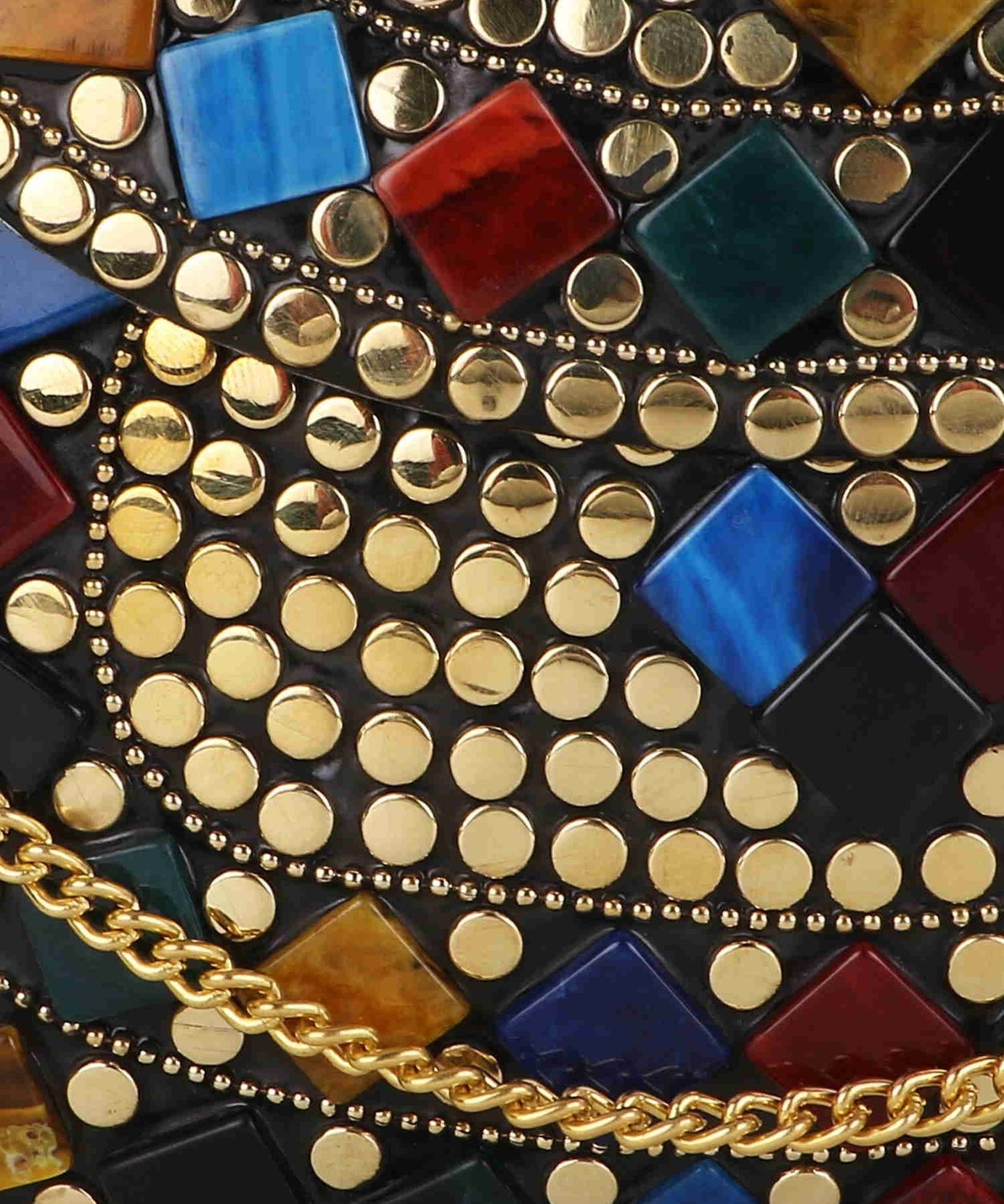 Mosaic Embellished Metal Clutch