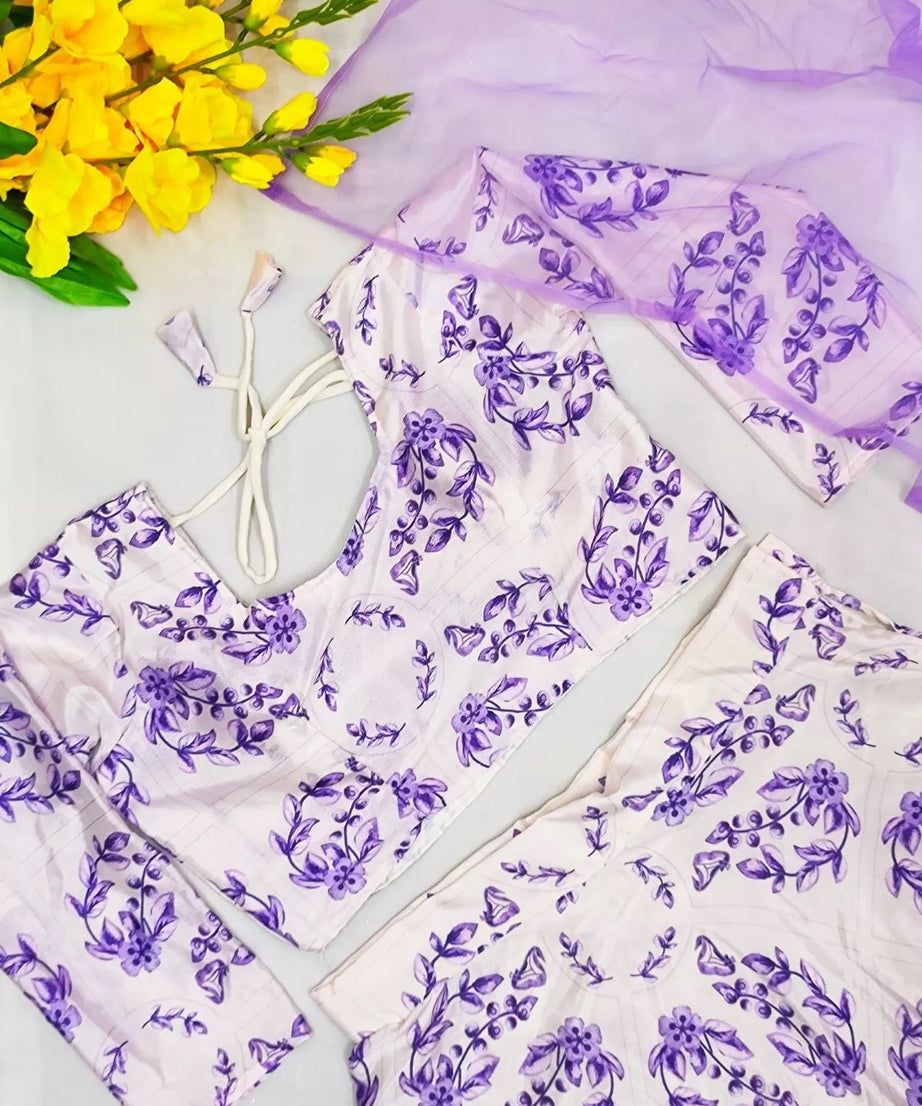 Soft Chinon Silk Lehenga Blouse & Dupatta