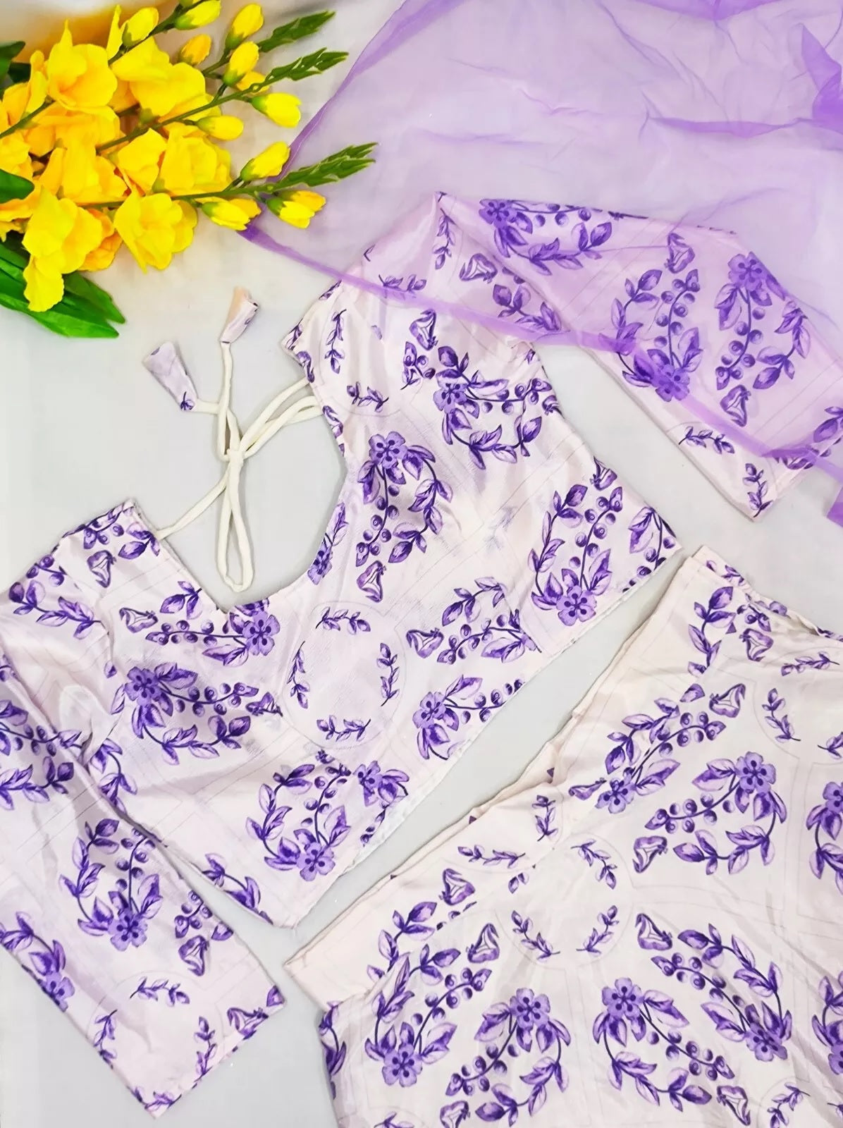 Soft Chinon Silk Lehenga Blouse & Dupatta