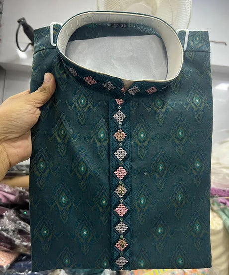 Heavy Silk Jacquard With Embroidery Men's Kurta Set