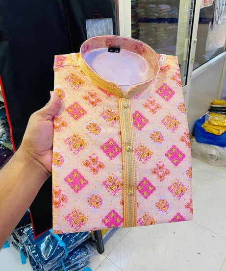 Men's Traditional Ethnic Wear Style Full Stitched Jacquard Kurta Pajama Set