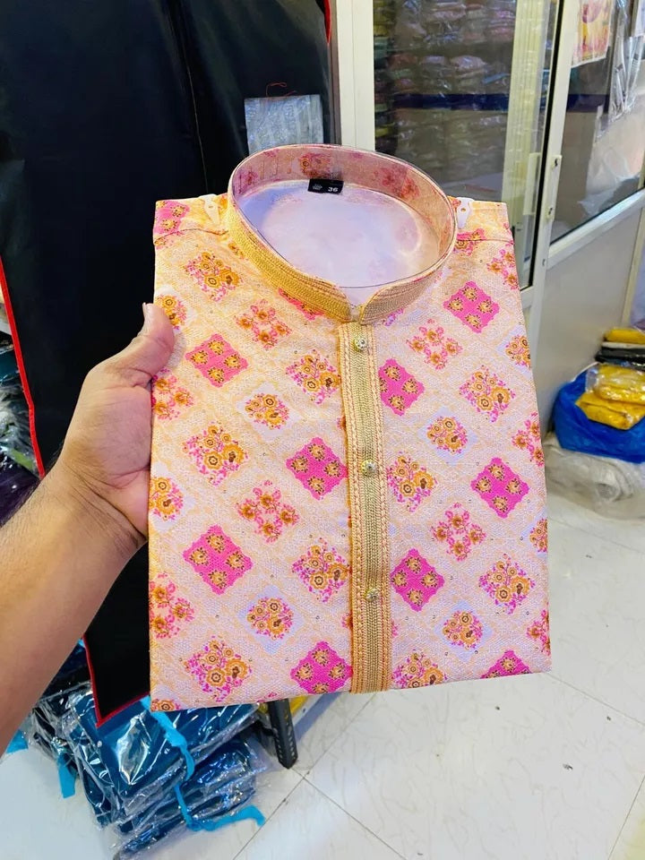 Men's Traditional Ethnic Wear Style Full Stitched Jacquard Kurta Pajama Set