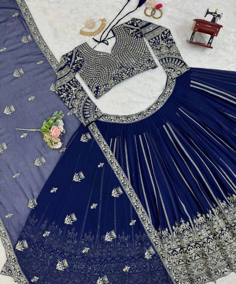 Designer Style Faux Georgette Lehenga Blouse & Dupatta