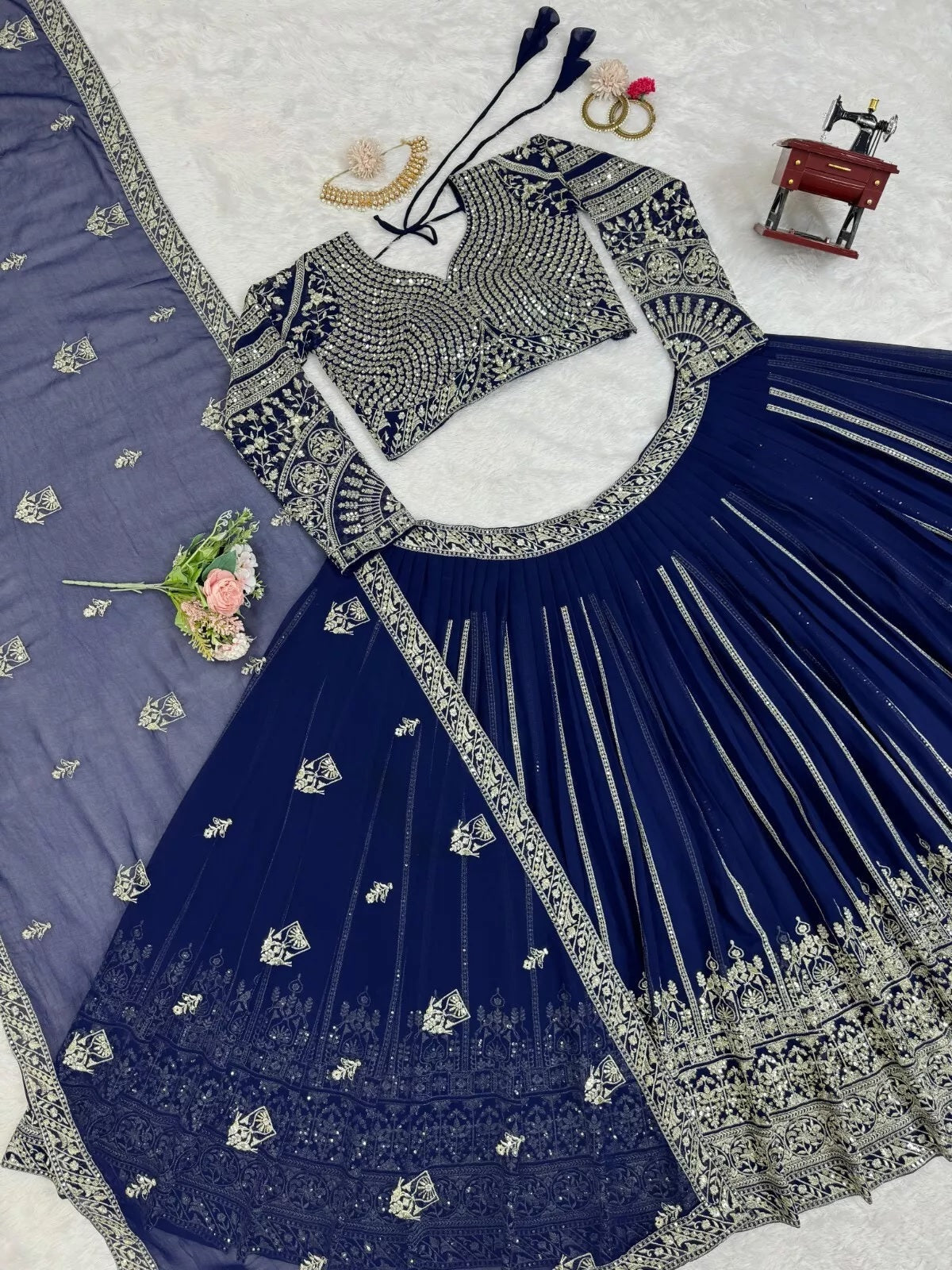 Designer Style Faux Georgette Lehenga Blouse & Dupatta