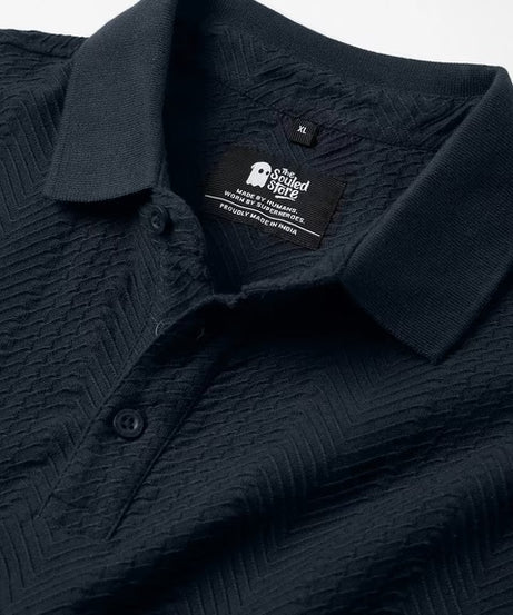 Textured Polo Navy Polos