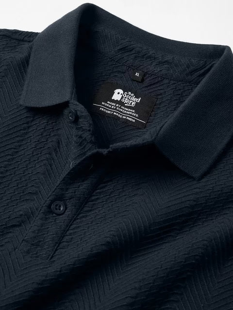 Textured Polo Navy Polos