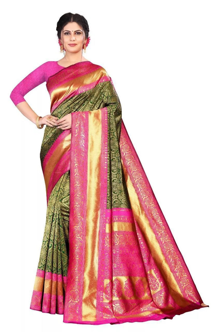 Soft Lichi Silk Saree With Blouse