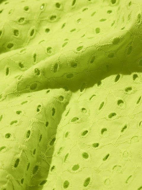 Cutwork Lime Women Boyfriend Shirts