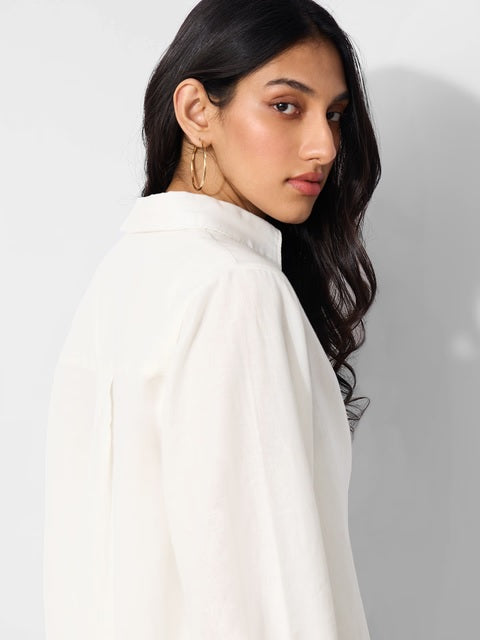 Ivory Cotton Linen Women Shirts