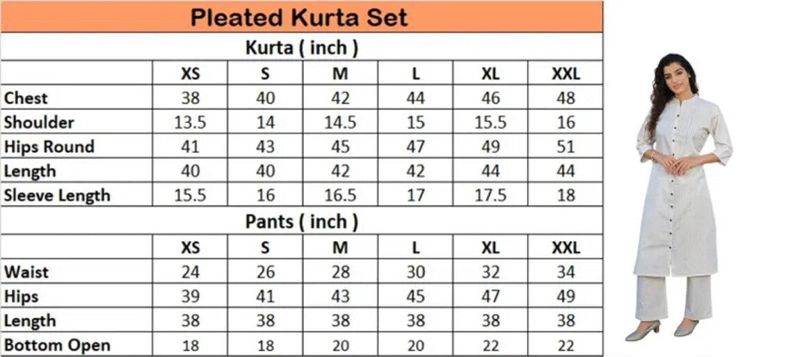 Linen Pleated Kurta Set Kurta Salwar Set for women