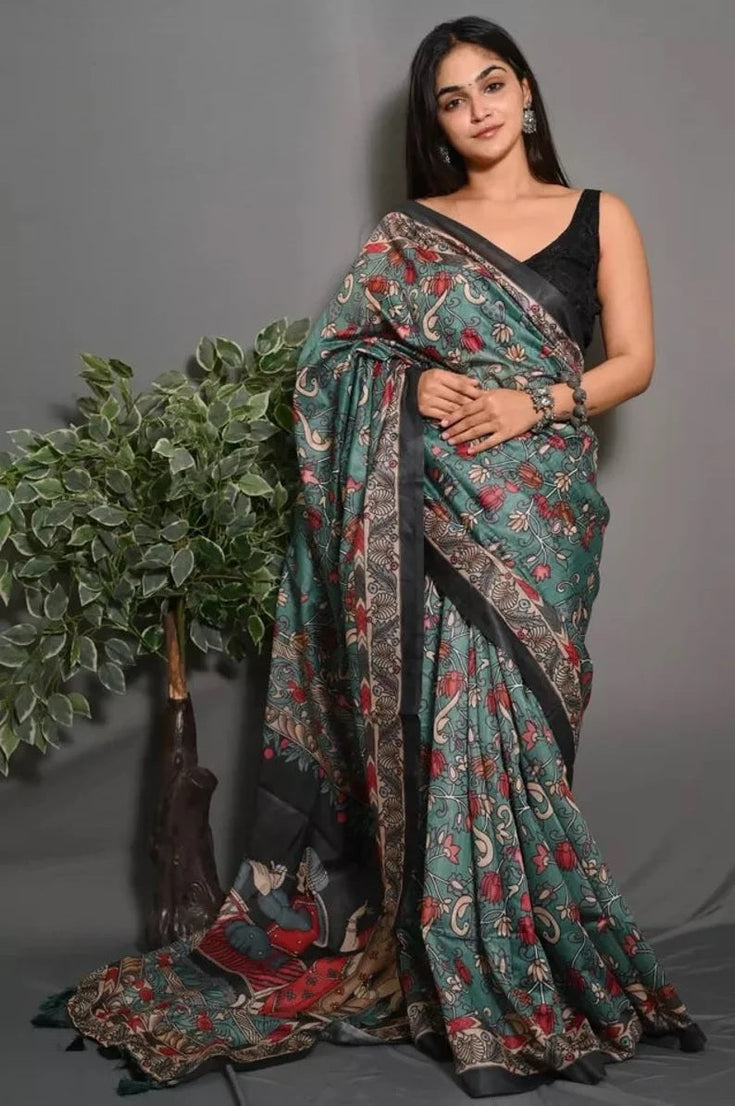 Soft Lichi Silk Sare With Blouse