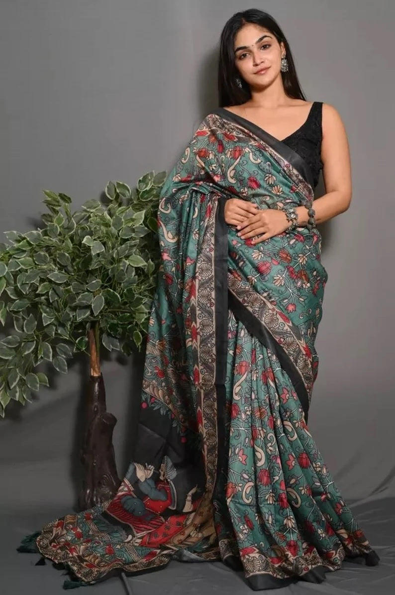 Soft Lichi Silk Sare With Blouse