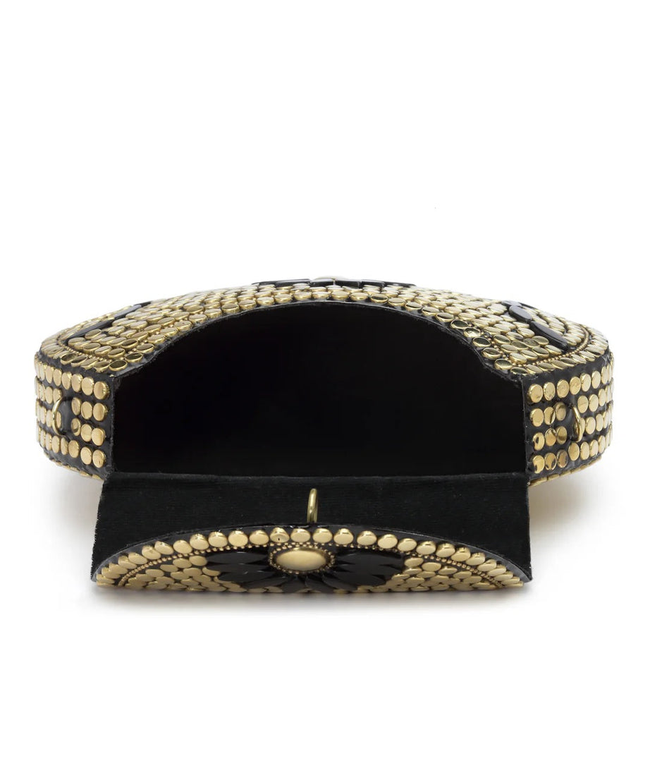 Mosaic Embellished Metal Clutch