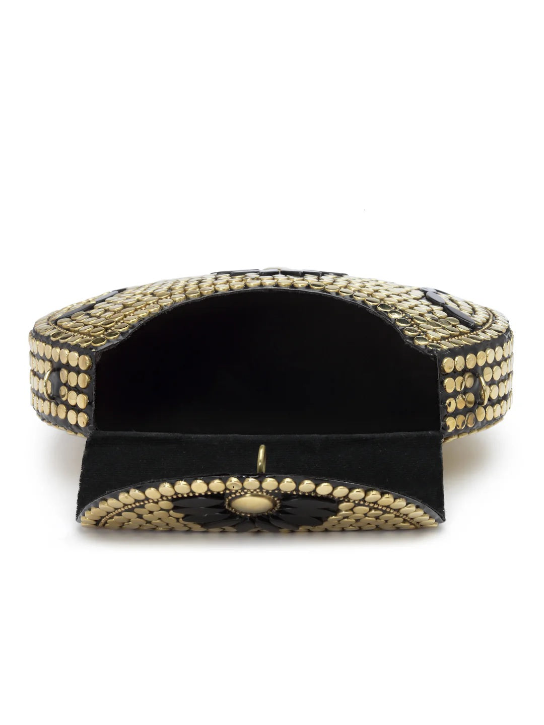 Mosaic Embellished Metal Clutch