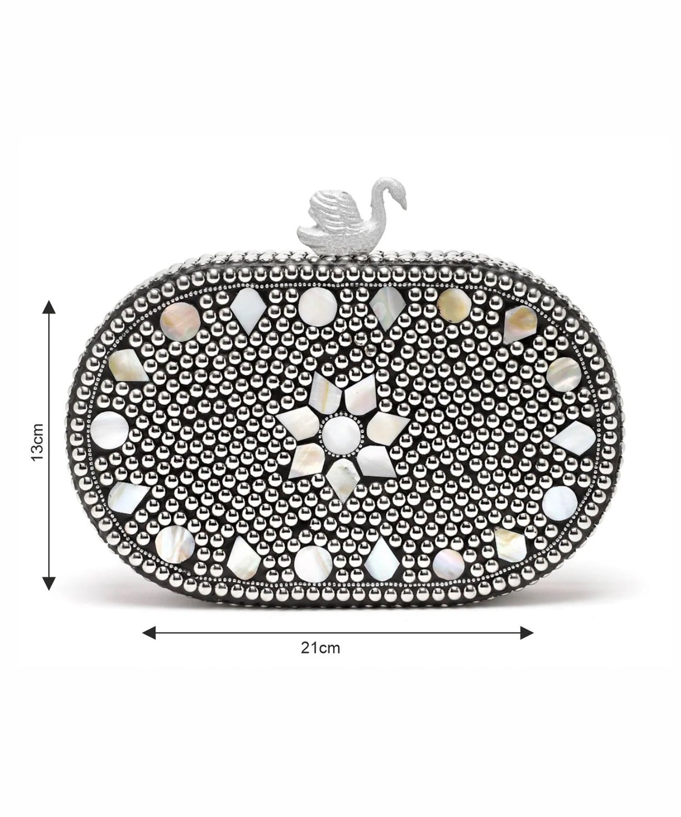 Mosaic Marble Mosaic Embellished Metal Box Clutch