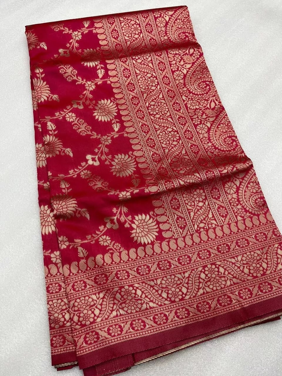 Pakistani Designer Banarasi Soft Silk Saree & Blouse