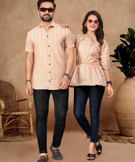 Presenting Couple Men's Shirt & Female Tunic Combo Set