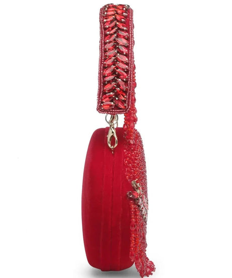 Tassel Embellished Velvet Clutch