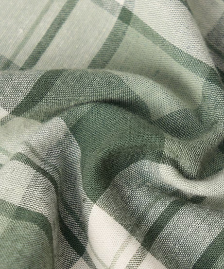 Cotton Linen Checks  Matcha Cotton Linen Shirts