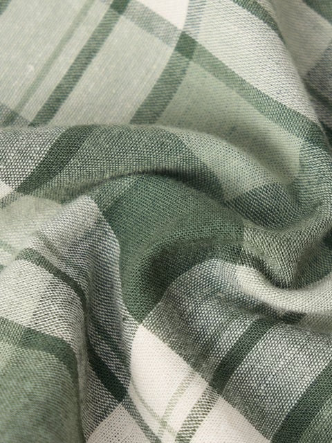 Cotton Linen Checks  Matcha Cotton Linen Shirts